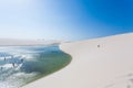 White sand dunes panorama from Lencois Maranhenses National Park, Brazil Royalty Free Stock Photo