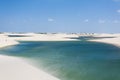 White sand dunes panorama from Lencois Maranhenses National Park, Brazil Royalty Free Stock Photo