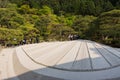 With white sand of Karesansui in Japanese garden of Ginkakuji Te Royalty Free Stock Photo