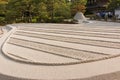 With white sand of Karesansui in Japanese garden of Ginkakuji Te Royalty Free Stock Photo