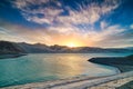 The White Sand Lake sunset sunglow in Kashgar city of Xinjiang Royalty Free Stock Photo