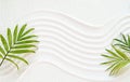 White sand and palm leaves Royalty Free Stock Photo