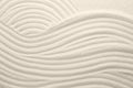White sand with pattern as background, top view. Concept of zen and harmony Royalty Free Stock Photo