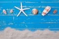 White sand star fish and shells