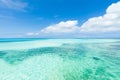 White sand tropical beach, clear blue coral water Royalty Free Stock Photo