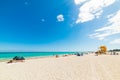White sand and turquoise water in Miami Beach shore Royalty Free Stock Photo