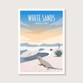 White Sands National Park poster illustration, Lizard desert scenery poster Royalty Free Stock Photo