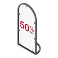 White sandwich board with sale 50 discount.