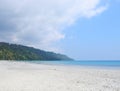 White Sandy Beach with Blue Sea Water and Greenery - Radhanagar Beach, Havelock Island, Andaman Nicobar, India Royalty Free Stock Photo