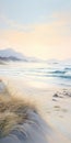Realistic Landscape: Beach At Sunset With Mountains