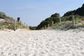 White sandy beach trail to the ocean in Munglinup, Western Australia Royalty Free Stock Photo