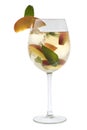 White Sangria in a glass on a white background Royalty Free Stock Photo