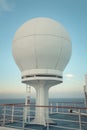 White Satellite and Communication Equipment Against Sky on Cruise Ship