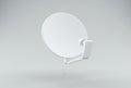 White Satellite Dish on a Gray Studio Background.