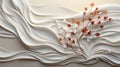 White Satin Fabric Elegance with Delicate Floral Embellishments GenerativeAI