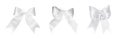 White satin ribbon bows isolated on white, set