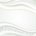 White satin silk fabric waves with precious gems Royalty Free Stock Photo