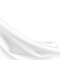 White Satin Silky Cloth Fabric Textile Drape with Crease Wavy Folds. Abstract Background Royalty Free Stock Photo