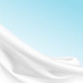 White Satin Silky Cloth Fabric Textile Drape with Crease Wavy Folds. Abstract Background Royalty Free Stock Photo