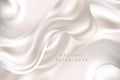 White satin, silky fabric textile drape background Wavy abstract background