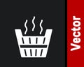 White Sauna bucket icon isolated on black background. Vector