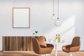 White Scandinavian dining room with poster Royalty Free Stock Photo