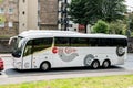 White Scania Irizar i6 coach of the City Circle company in Glasgow at High and Castle Street Royalty Free Stock Photo