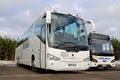 White Scania Irizar and VDL Citea Buses Parked Royalty Free Stock Photo