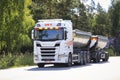 White Scania R500 Asphalt Truck on Road Royalty Free Stock Photo