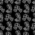 White scarves on black seamless pattern Royalty Free Stock Photo