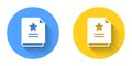 White Scenario icon isolated with long shadow background. Script reading concept for art project, films, theaters