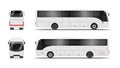 White scheduled bus front back side view set realistic vector illustration public transport