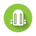 White School backpack icon isolated with long shadow. Green circle button. Vector Illustration Royalty Free Stock Photo