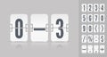 White scoreboard number font. Vector illustration template. Coming soon web page design template with flip time counter