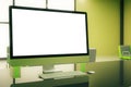 White screen in green office