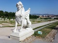 White sculpture in Schonbrunn Palace garden in Vienna, Austria