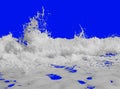 White sea foam from the surf, isolated on a bright royal blue background