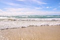 White sea waves. Blue sky Royalty Free Stock Photo