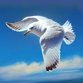 White seagulls fly freely in the sky Royalty Free Stock Photo