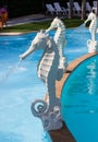 White seahorse statue fountain