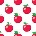 White seamless background with red apples - vector pattern Royalty Free Stock Photo