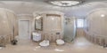 White seamless 360 hdr panorama in interior of expensive bathroom in modern flat apartments with bidet and washbasin in Royalty Free Stock Photo