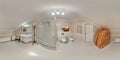 white seamless 360 hdr panorama in interior of expensive bathroom in modern flat apartments with bidet and washbasin in Royalty Free Stock Photo