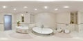 White seamless 360 hdr panorama in interior of expensive bathroom in modern flat apartments with bidet and washbasin in Royalty Free Stock Photo