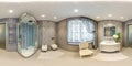 white seamless 360 hdr panorama in interior of expensive bathroom in modern flat apartments with bidet and washbasin in Royalty Free Stock Photo
