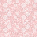 White seamless lace floral pattern on pink background. Royalty Free Stock Photo