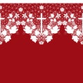 White seamless lace pattern with cross on red