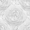 White seamless monochrome pattern with roses.