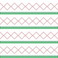 White seamless pattern for Christmas. Red and green ornament on a white background. Horizontal background