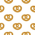 Seamless pattern with bavarian pretzels.